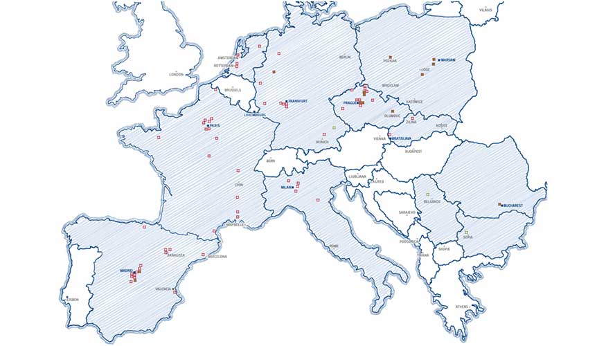 La cartera de activos logsticos de P3 comprende 185 propiedades individuales en nueve pases europeos