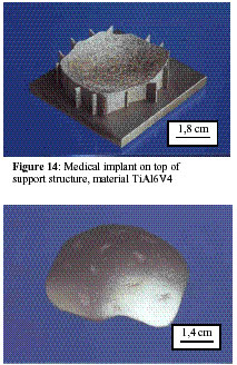 Fig. 14: Implante mdico sobre estructura de soporte, material: TiA16VaFig. 15: Implante mdico tras acabado superficial