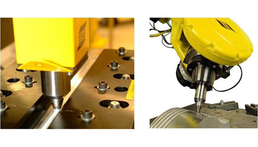 Figura 4. Esquema del proceso; b. Automatizacin del friction stir-welding (fuente: The Fabricator)