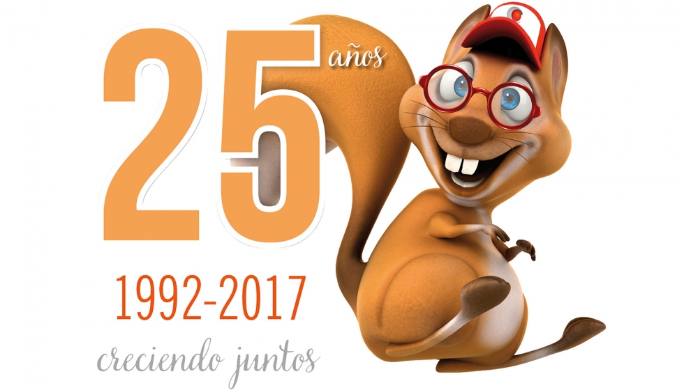Logotipo conmemorativo de los 25 aos de Cecofersa, con la nueva imagen de la ardilla, mascota de la central de compras