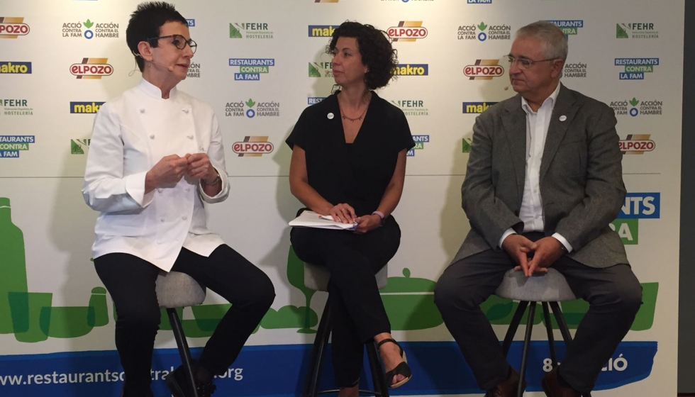Carmen Ruscalleda, Natalia Anguera y Pere Chias, durante la presentaci�n de la campa�a