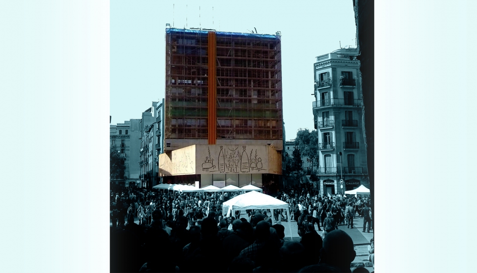 Figura 1. Rehabilitacin de la fachada del Colegio de Arquitectos de Catalua. Mayo 2017 Foto: W. Garca. Edicin: S. Meza...