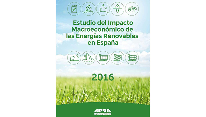 Portada del Estudio del Impacto Macroeconmico de las Energas Renovables en Espaa en 2016 de APPA