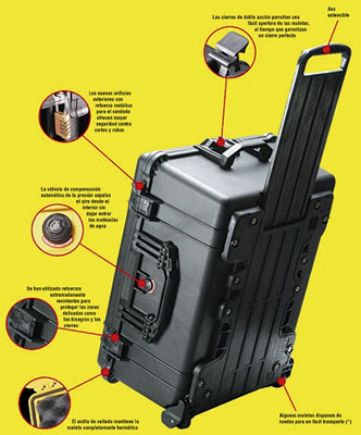 Estas maletas incorporan ruedas, cierres de doble accin, refuerzos en las zonas ms delicadas, etc