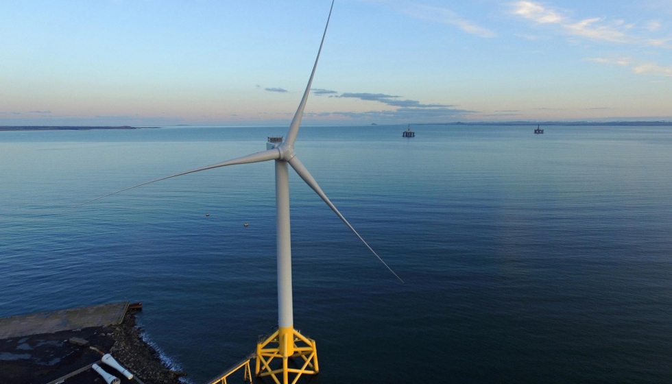 Modelo de turbina de demostracin 7MW de Levenmouth Offshore Renewable Energy (ORE), en Escocia...