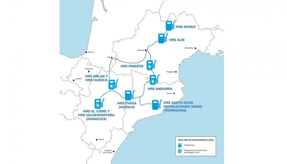 Mapa de la red de hidrogeneras