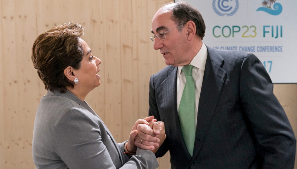 Patricia Espinosa, secretaria ejecutiva de la Convencin Marco de las Naciones Unidas sobre Cambio Climtico (CMNUCC), y el presidente de Iberdrola...