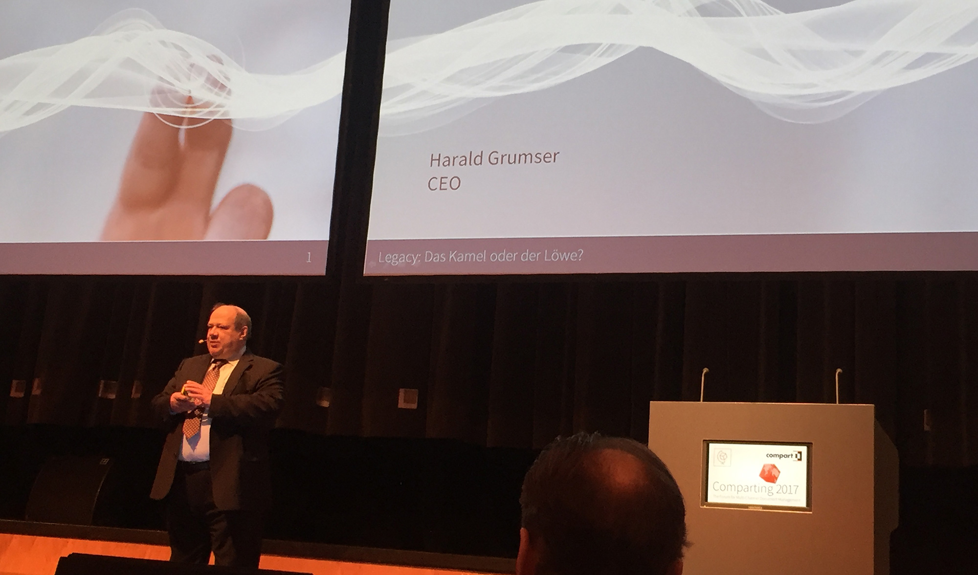 Harald Grumser, CEO de Compart, en su presentacin durante Comparting 2017
