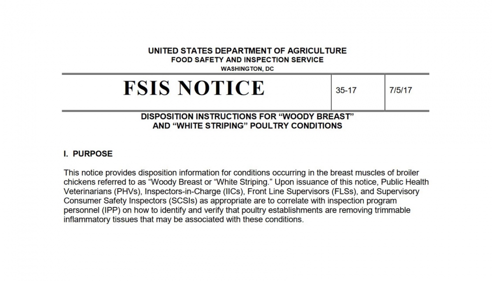 El FSIS (Servicio de Inspeccin y Seguridad en Alimentos de Estados Unidos) fuerza a la industria a detectar la pechuga de madera para impedir que...