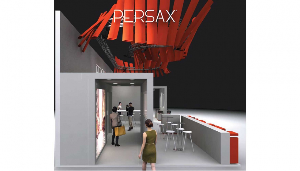 Render del stand que Persax tendr en R+T 2018, en Stuttgart