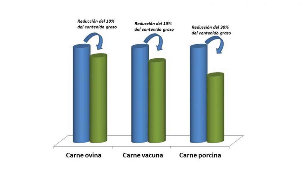 Disminucin de grasa infiltrada en carne preferentemente consumida en Espaa...