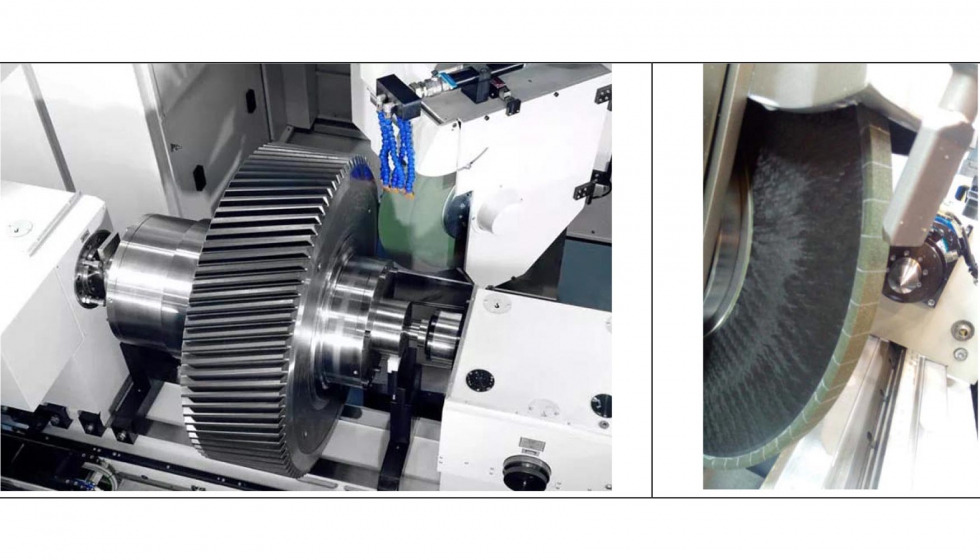 Figura 1. Ejemplo de produccin de rectificado angular (izquierda) muela recta montada en la mquina (derecha). Foto: Danobat...