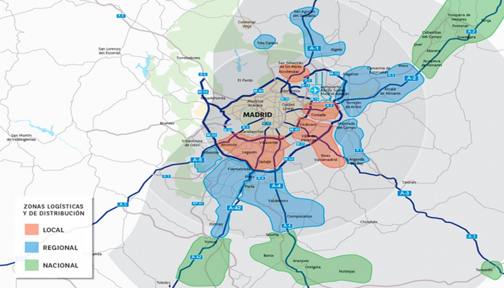 Mapa logstico de Madrid por arcos. Fuente: BNP Paribas Real Estate