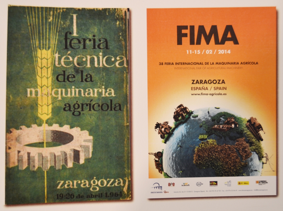 Carteles de la primera FIMA, en 1964, y de la edicin de los 50 aos, en 2014