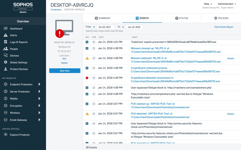 Sophos Intercept X - Endpoint Events