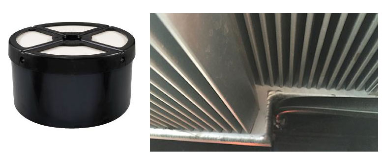 De izquierda a derecha: Filtro de Baldwin Filter de la gama Hidrulica y tecnologa finless (sin aletas) desarrollada por GM Radiador...
