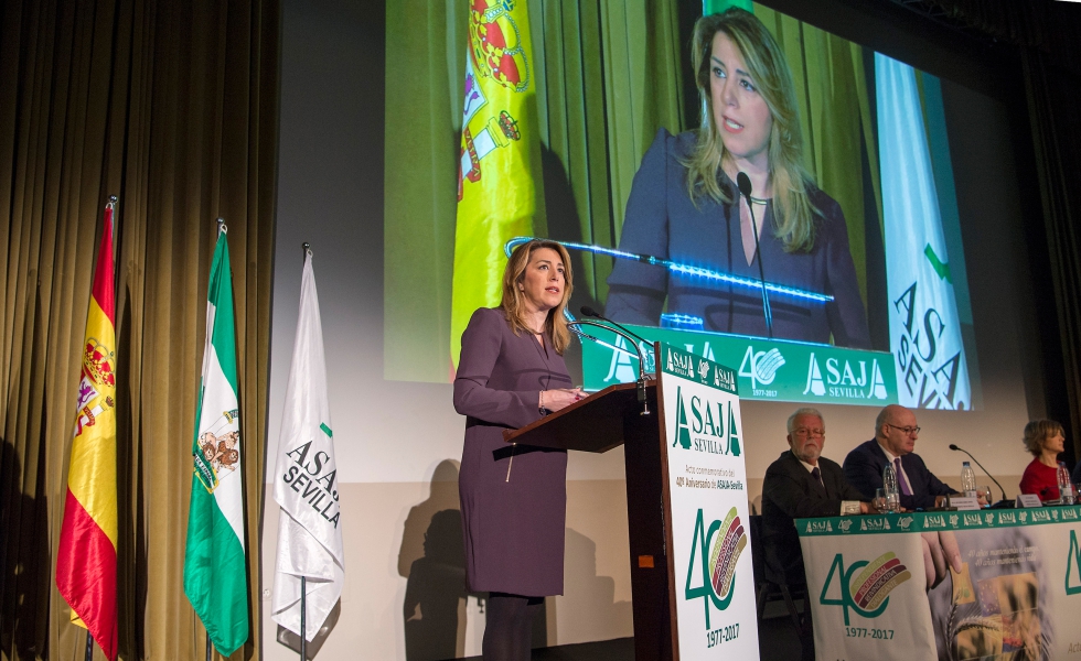 Susana Daz, presidenta de Andaluca, durante su intervencin ante autoridades comunitarias y nacionales