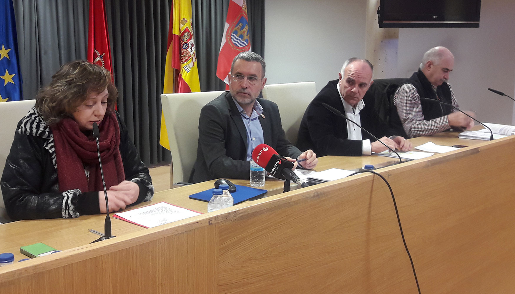 Un momento del acto celebrado el pasado 27 de febrero en Tudela. De izda a dcha: Elizalde, Laparra, Aguado y Aierdi