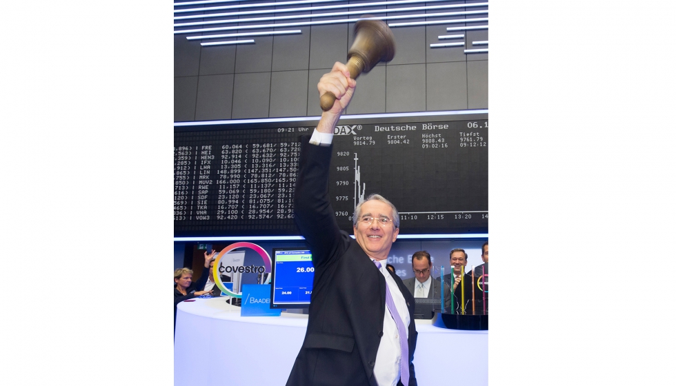 Patrick Thomas, CEO de Covestro, durante su debut en bolsa en Frankfurt en octubre de 2015