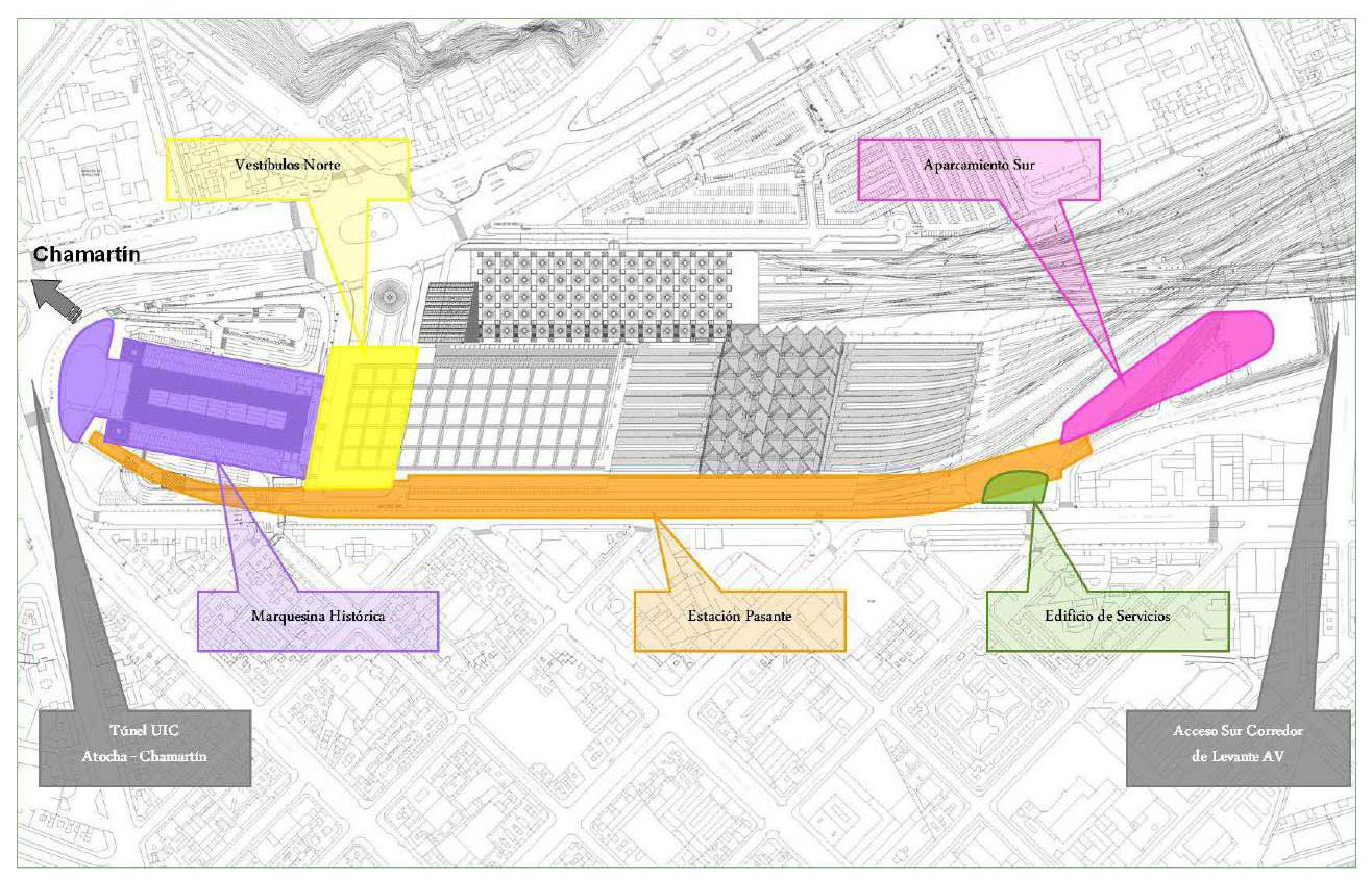 Adif ampliar la estacin bajo la calle Mndez lvaro mediante la construccin de dos andenes y cuatro vas de ancho estndar (UIC) para permitir la...