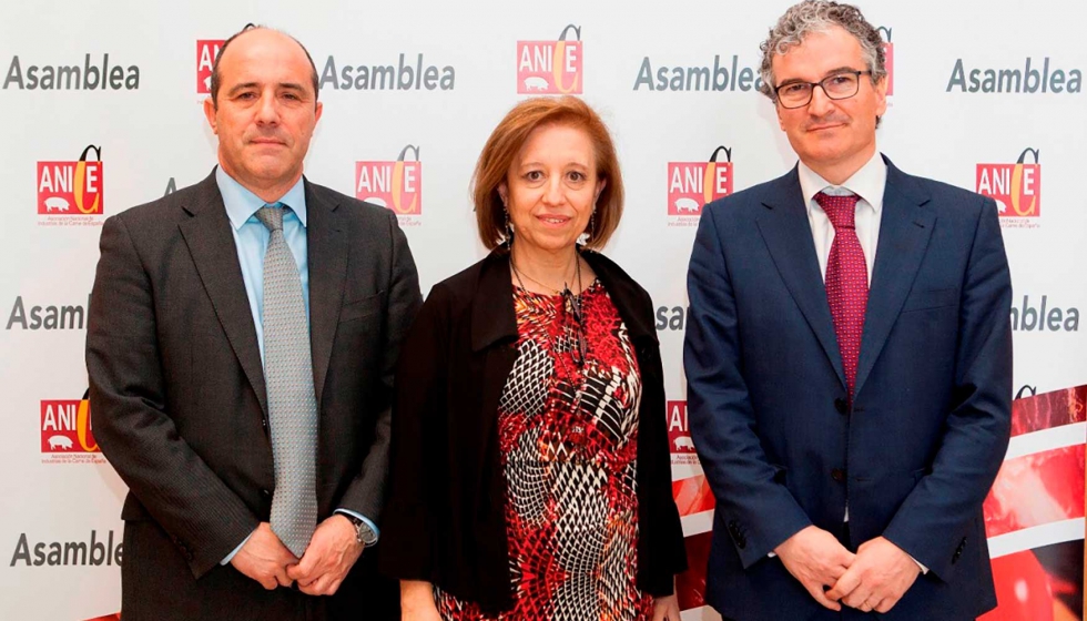 La Secretaria de Estado de Comercio, Marisa Poncela, junto al presidente de Anice, Alberto Jimnez (a la derecha de la imagen), y al expresidente...