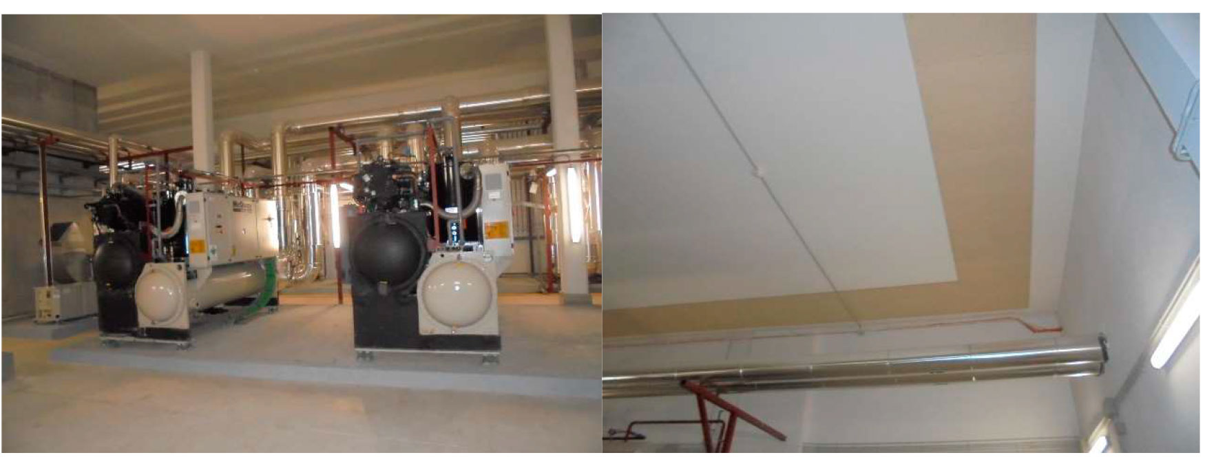 Sala de instalaciones de refrigeracin Nivel -2 en Hospital Marqus de Valdecilla Fase III y tratamiento acstico de insonorizacin de techos y...