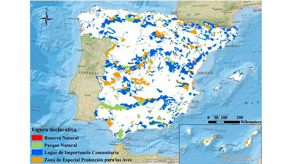 Red de reas Protegidas incluidas en el estudio. (David Rodrguez-CSIC)