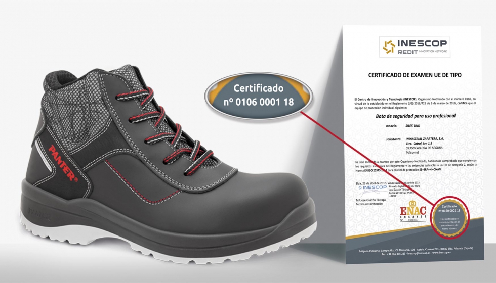 El modelo Silex Link uno de los calzados de seguridad ms completos de Panter, ya tiene su Certificado UE de Tipo