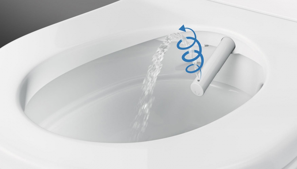 Geberit AquaClean Tuma cuenta con tecnologa WhirlSpray, con cinco intensidades regulables de chorro de agua
