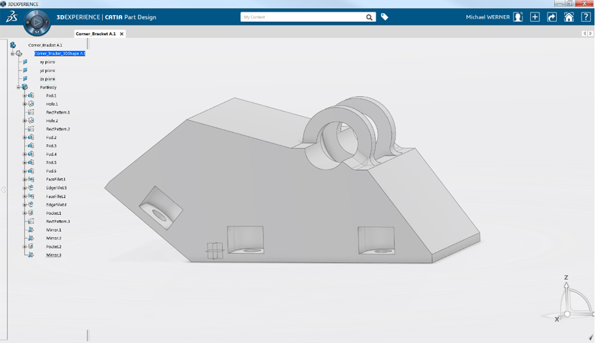 Figura 5: Pantalla de 3DExperience CAD con las capacidades para crear el espacio de diseo del soporte