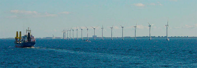 Parque elico en el mar (offshore), en Copenhague. (Fuente: CC SA 1.0)