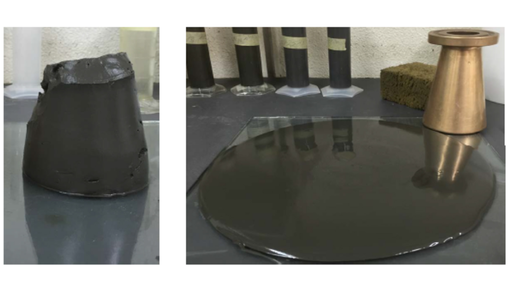 Figura 4.- Consistencia de la pasta antes (izquierda) y despus de adicionar Sika Stabilizer 302 MBF al 1.8%