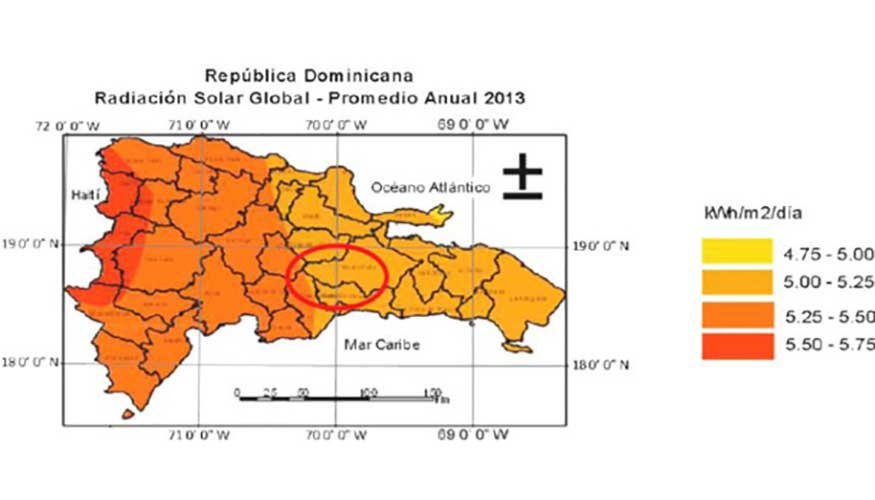 Figura 01: Radiacin Solar Global-Promedio Anual. Fuente: (Oficina Nacional de Meteorologa ONAMET, 2013)