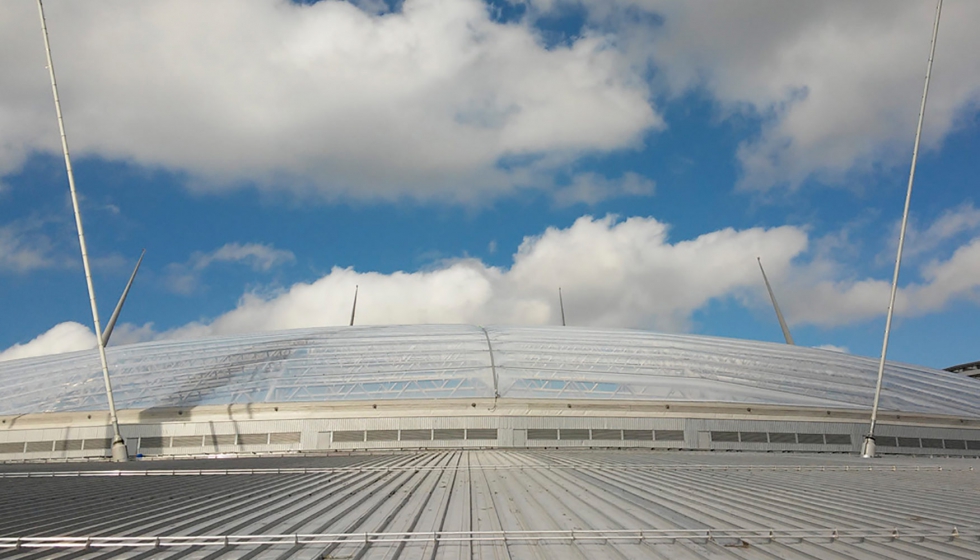 Detalle de la cubierta de ETFE