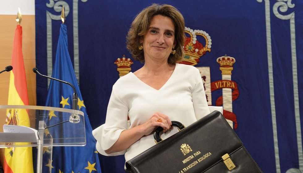 La ministra de Transicin Ecolgica, Teresa Ribera, durante el acto de su toma de posesin