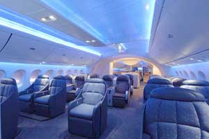 Interior de los nuevos aviones de Boeing 787