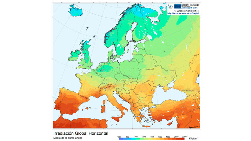 Irradiacin solar en Europa