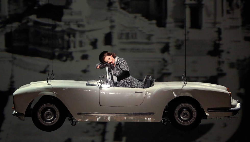 Coche volador impreso en 3D para Don Pasquale, representada en La Scala de Miln