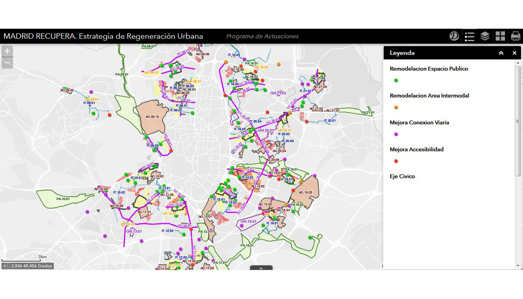 Visor desarrollado con la tecnologa de Esri: plan de actuaciones Madrid Recupera