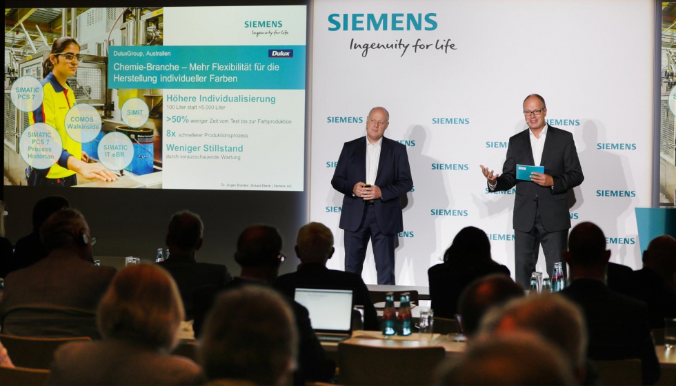 En el Achema 2018, Siemens dio a conocer el lema 'Acelerar la transformacin digital, desde la ingeniera integrada hasta las operaciones integradas'...