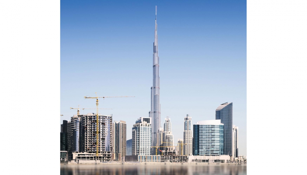 Vista general de la construccin del Burj Khalifa, en Dubi