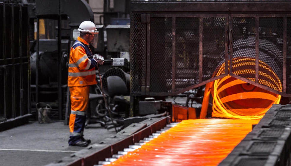 Fabricacin de alambrn en las instalaciones de British Steel en Scunthorpe