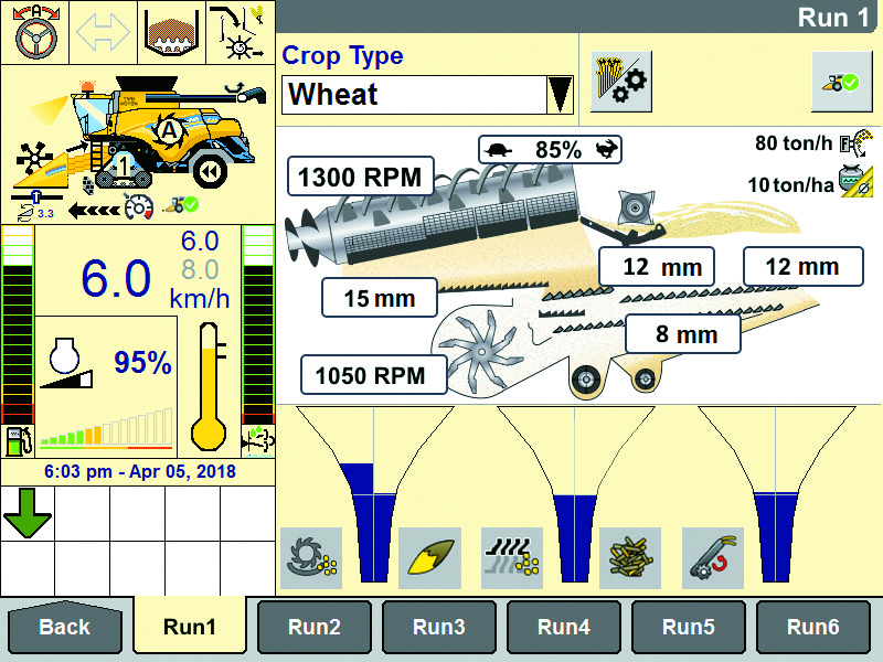 El monitor instalado en cabina ofrece todo tipo de informacin sobre el trabajo desarrollado con la cosechadora