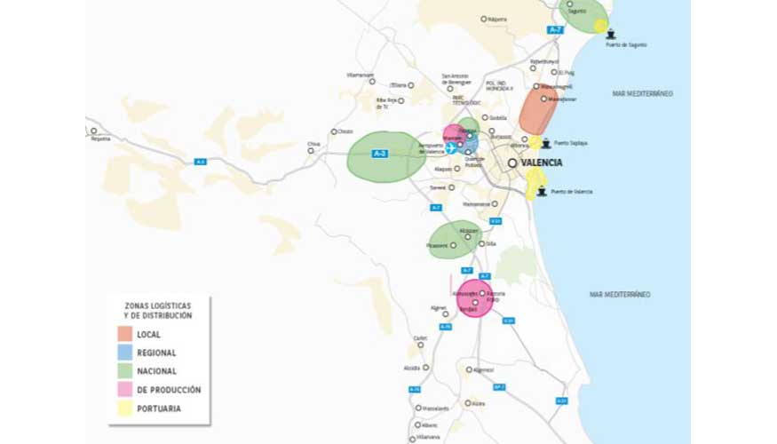 Mapa logstico Valencia. Fuente: BNP Paribas Real Estate