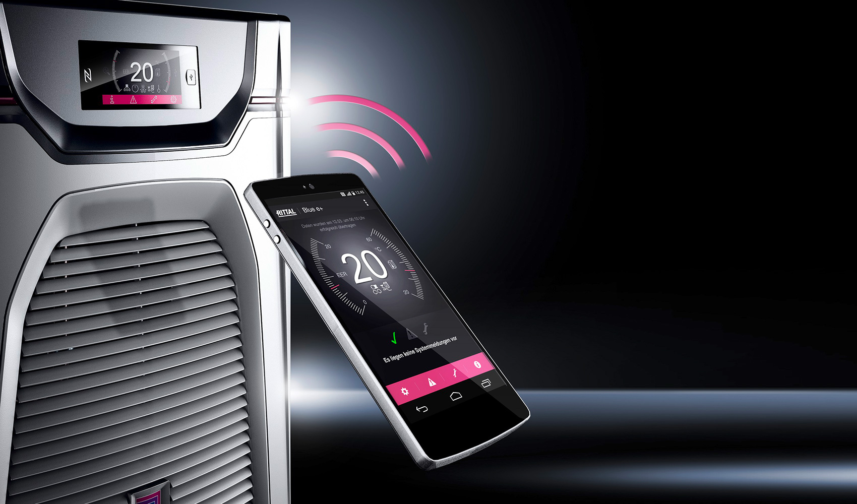 La aplicacin disponible para los refrigeradores Blue e+, que se comunica con los equipos a travs de NFC...
