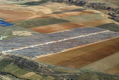 Vista area de la planta fotovoltaica Darro, en Granada