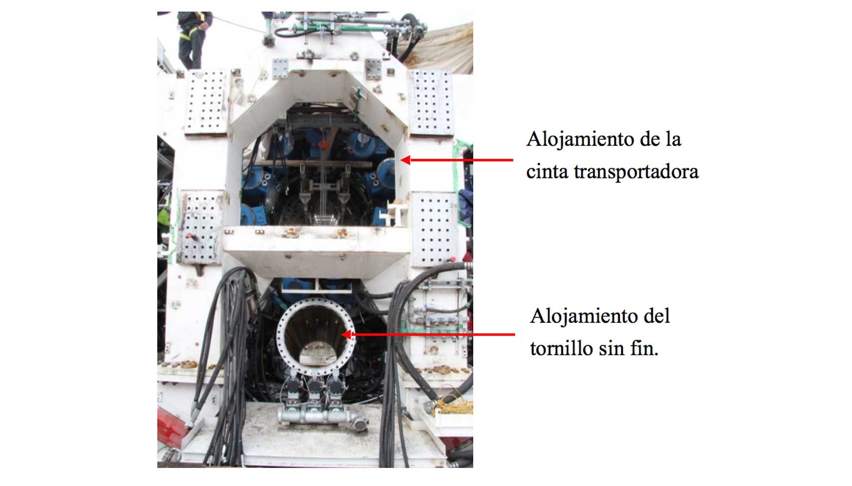 Fotografa 2.2.d.- Alojamientos de la cinta transportadora y del tornillo sin fin