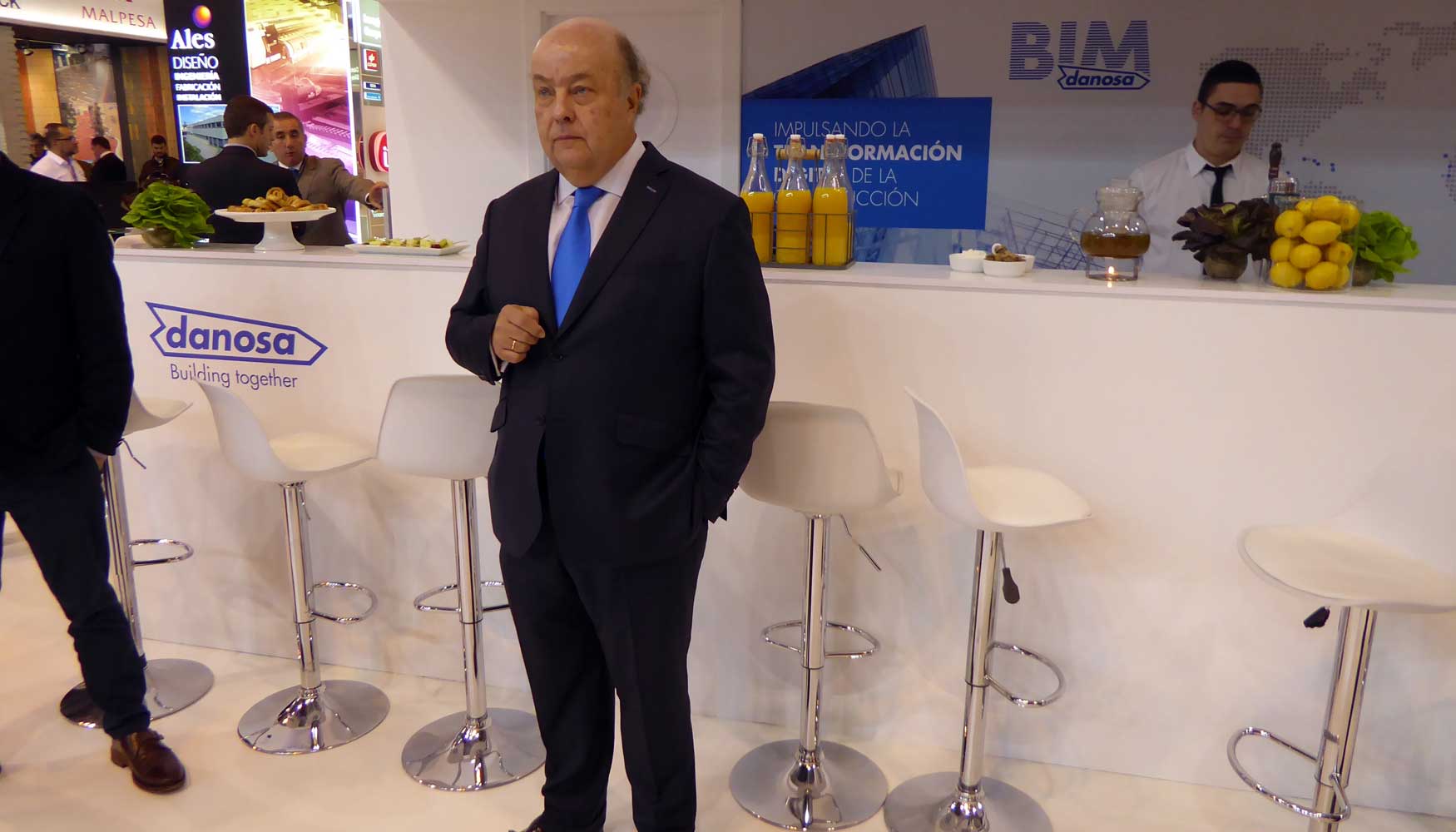 Manuel Del Ro, consejero delegado de Danosa, en un momento del encuentro con la prensa tcnica en Construtec 2018...