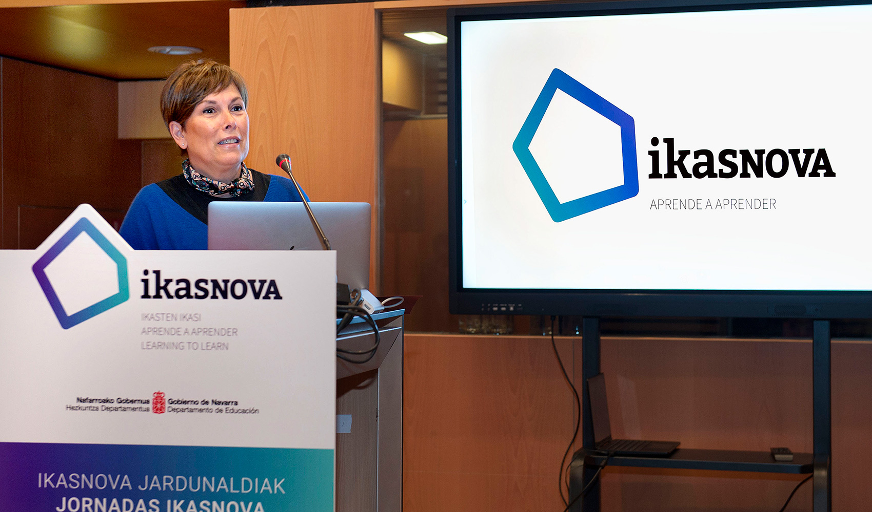 La presidenta Barkos durante su discurso en la primera sesin de las jornadas Ikasnova