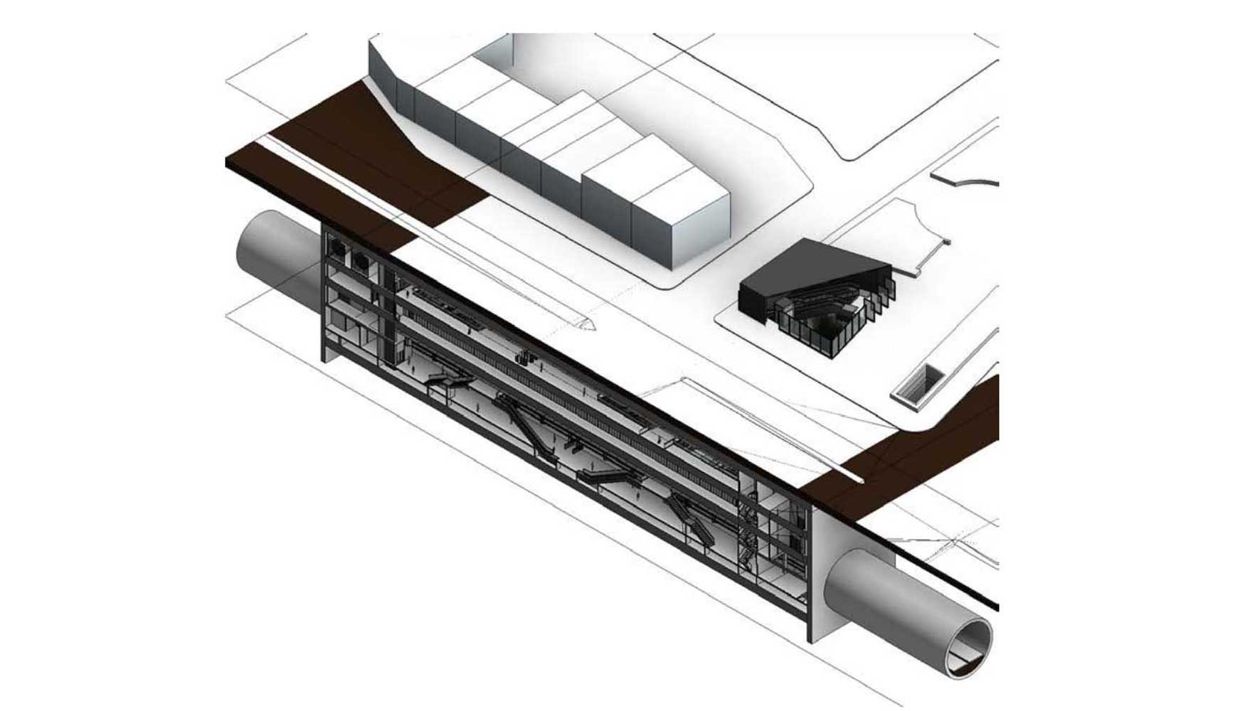 Figura 4.- Modelado 3D de la arquitectura de la Estacin (Fuente: Proyecto ejecutivo)